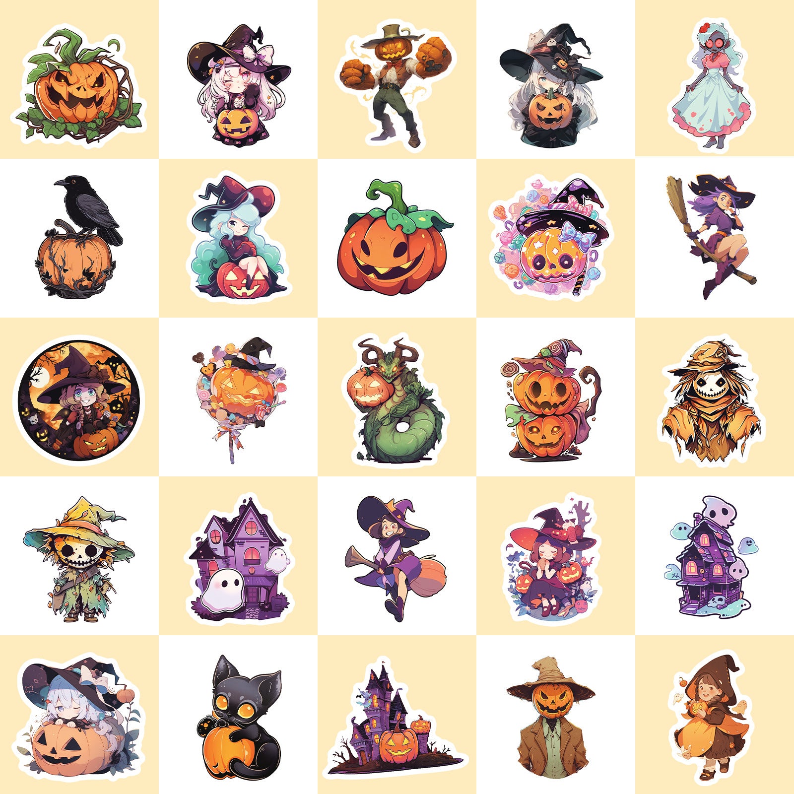 Wholesale of 50 Children's Cartoon Graffiti Pumpkin Ghost Witch Bat Halloween Carnival Stickers
